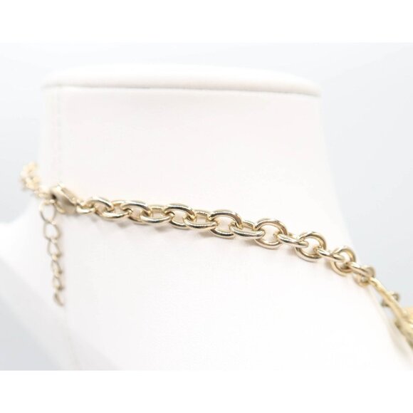 ANN TAYLOR Retro MCM Atomic Style Gold Tone Resin Cabochon Necklace Funky Mod - Picture 8 of 10